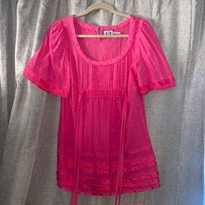 Juicy Couture pink tie-waist blouse